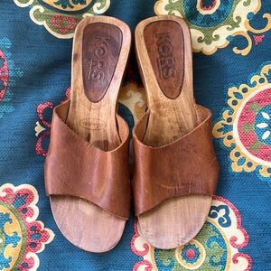 KORS by Michael Kors, brown wooden clogs size 6